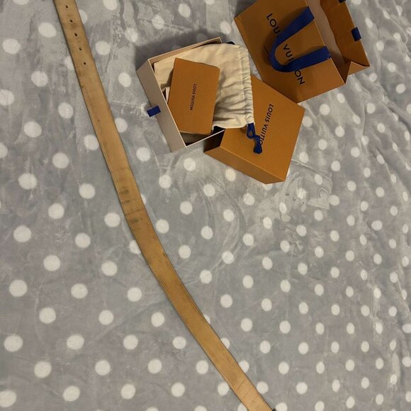 Louis Vuitton Damier Azur LV Belt 90/36 - Gold Buckle with Box and Receipt main image 4
